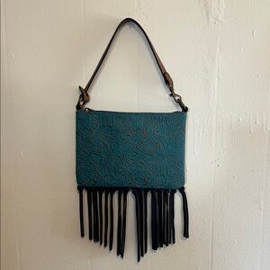 Justin Boots Teal and Black Shoulder Bag